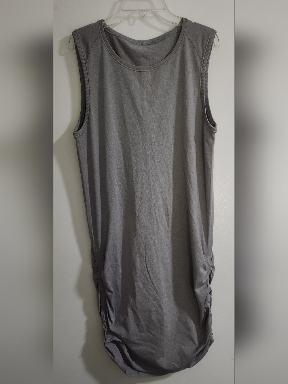 Lululemon Gray In The Flow Bodycon Dress Ruched Sides Sleeveless Sz 8/10?